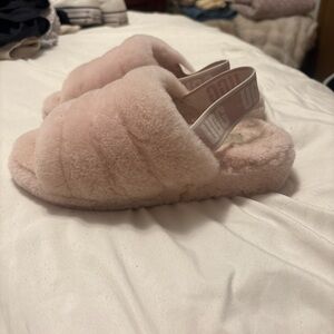 UGG Soft Pink Fluffy Slides